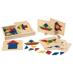 Excellerations® Wooden Pattern Blocks & Board Set - 69 Pieces